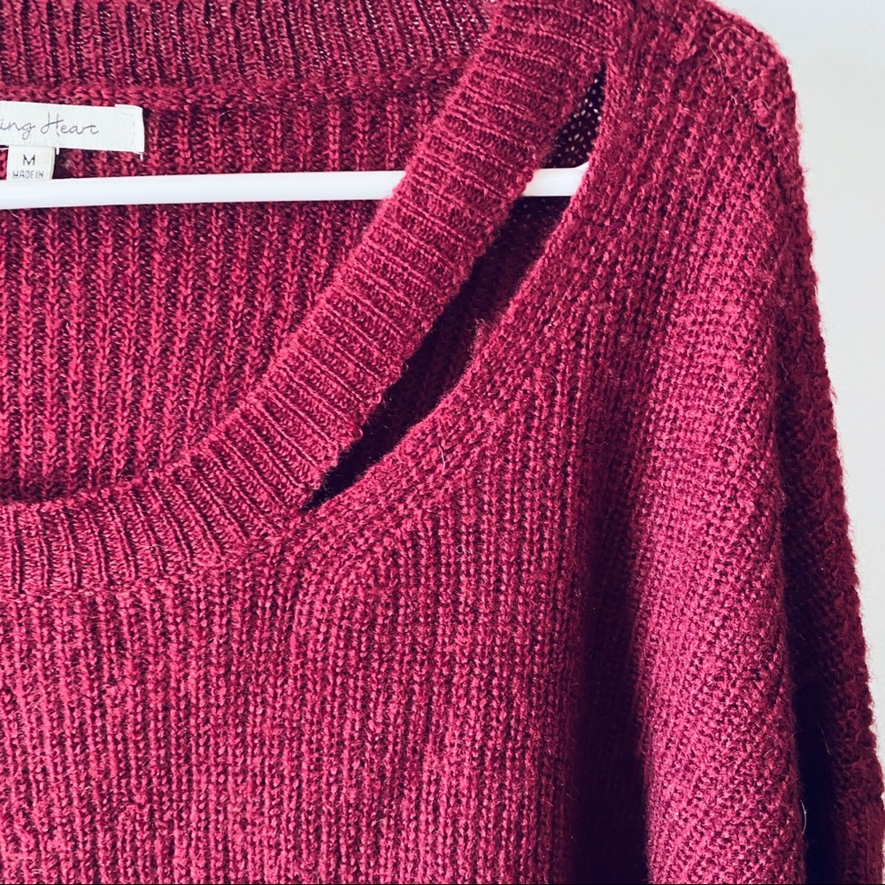 Blushing Heart maroon sweater - Picture 3 of 7